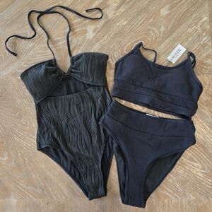 Women’s Black Bikini Set + One Piece Swimsuit Bundle S | Zaful & NWT AIMAGE